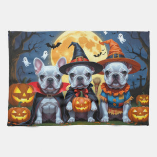 French Bulldogs Pumpkin Halloween Funny Kitchen Towel