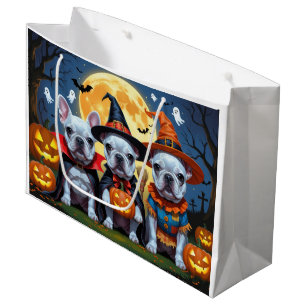 French Bulldogs Pumpkin Halloween Funny Large Gift Bag