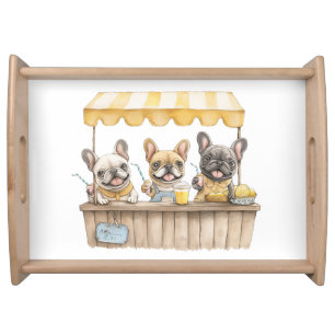 French Bulldogs Running A Lemonade Stand Serving Tray
