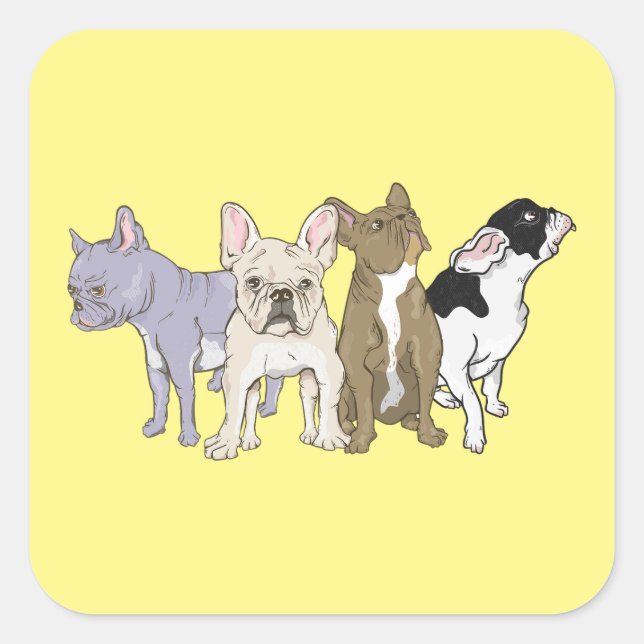 French Bulldogs Square Sticker (Front)