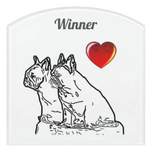 French Bulldogs two friends Door Sign