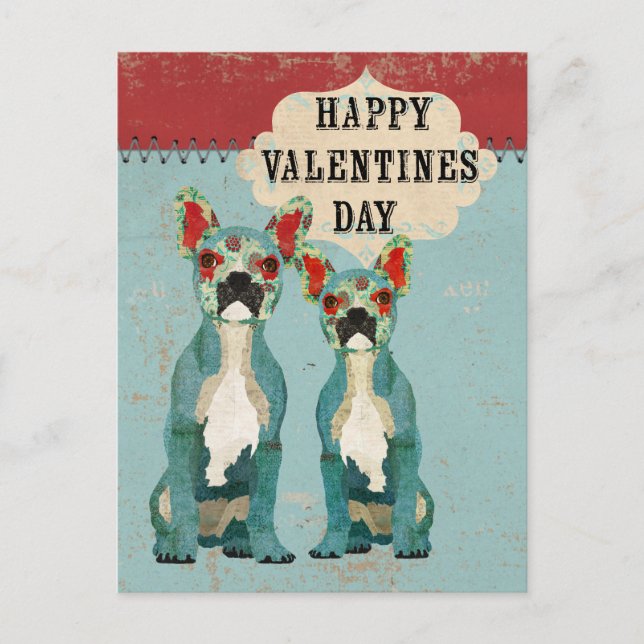 French Bulldogs Valentines Day Postcard (Front)