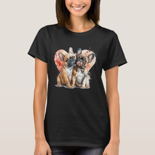 French Bulldogs Valentines Day T_Shirt