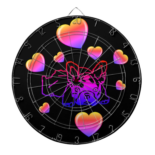 French Bulldogs with Heart French Bulldog Dart Board (Front)