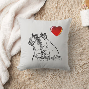French Bulldogs with Heart French Bulldog Throw Pillow