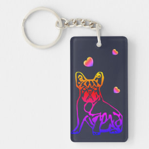 French Bulldogs with Heart Keychain
