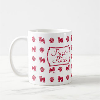 French Bulldogs with Red Roses and Hearts Coffee Mug