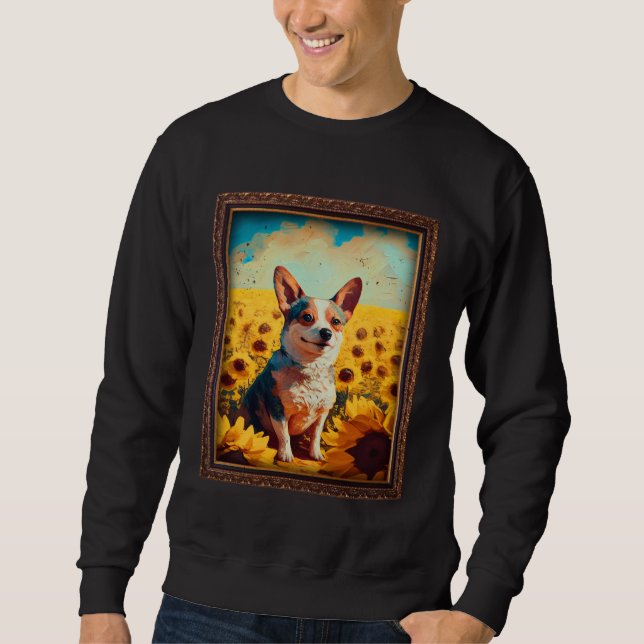 French Bullhuahua Painting Sunflower Flower Mom Wo Sweatshirt (Front)