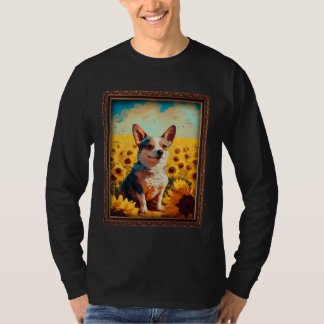 French Bullhuahua Painting Sunflower Flower Mom Wo T-Shirt