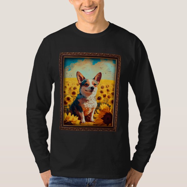 French Bullhuahua Painting Sunflower Flower Mom Wo T-Shirt (Front)