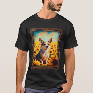 French Bullhuahua Painting Sunflower Flower Mom Wo T-Shirt