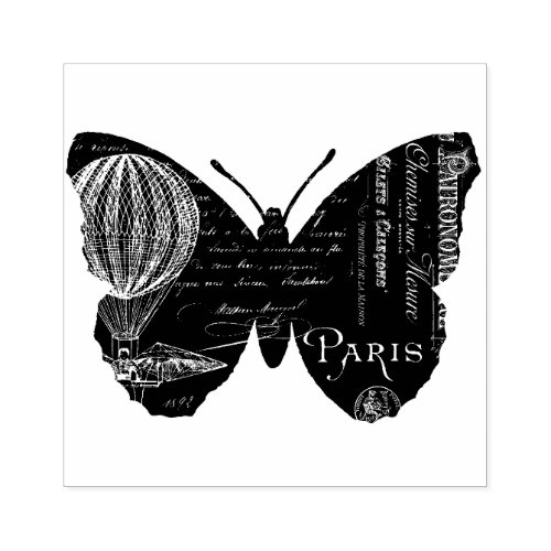 French Butterfly Paris   Rubber Stamp