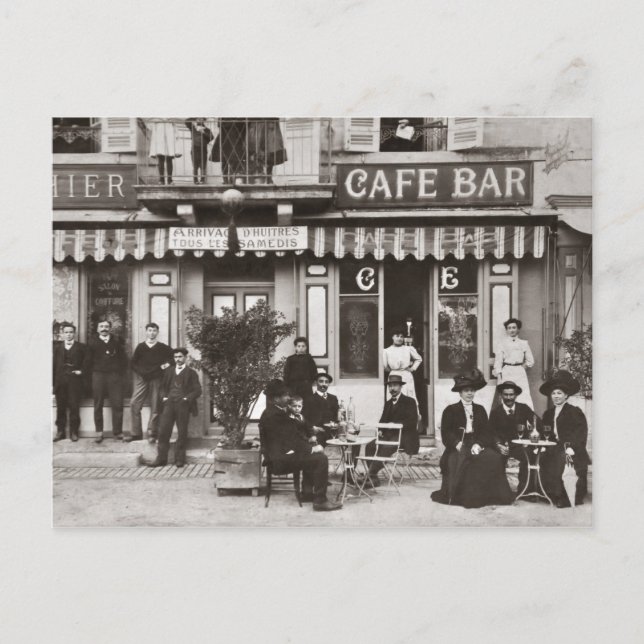 French cafe bar street scene postcard (Front)
