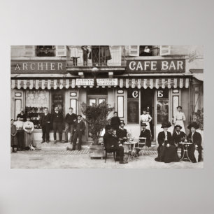 French cafe bar street scene poster