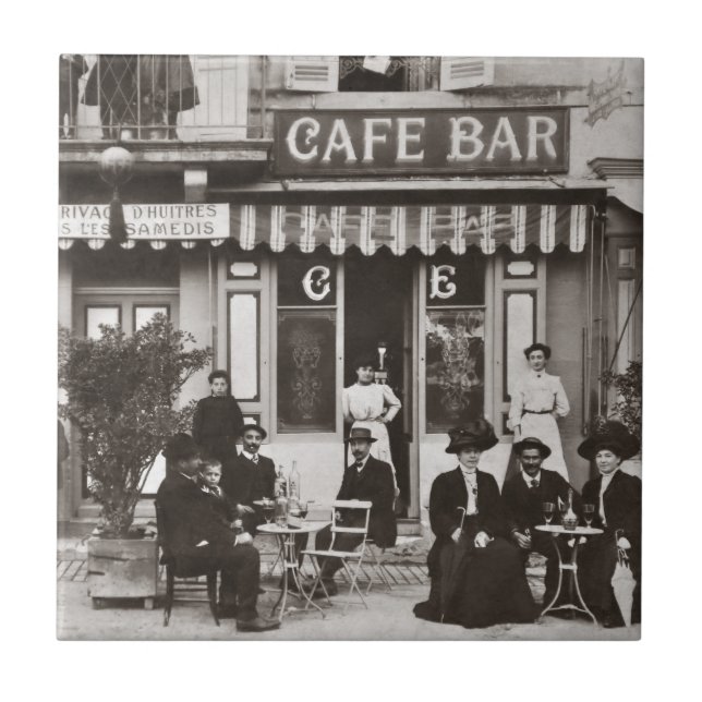 French cafe bar street scene tile (Front)