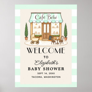 French Cafe Bébé Baby Shower Welcome Sign