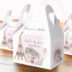 French Cafe Bonjour Bebe Paris Tea Baby Shower Favor Boxes