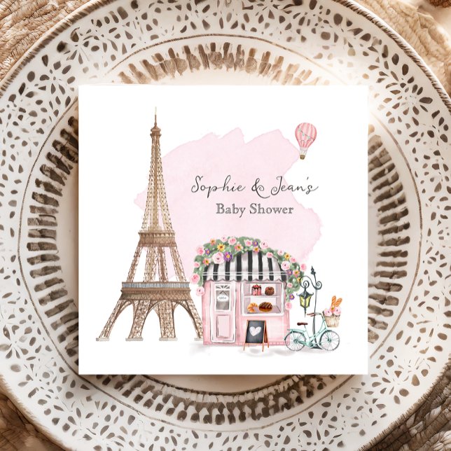 French Cafe Bonjour Bebe Paris Tea Baby Shower  Napkins (Creator Uploaded)