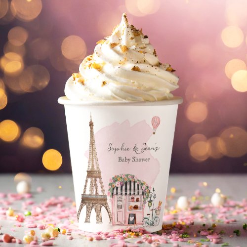 French Cafe Bonjour Bebe Paris Tea Baby Shower  Paper Cups