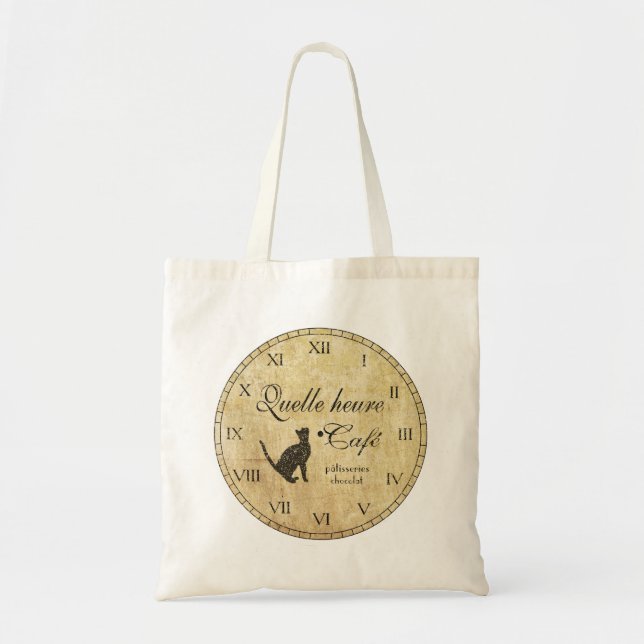 French Cafe Clock Tote Bag (Front)