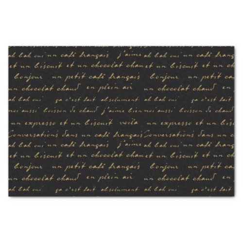 French Caf Conversations Gold Words and Phrases Tissue Paper