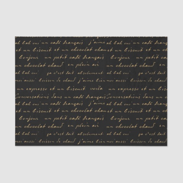 French Café Conversations Gold Words and Phrases Tissue Paper (Front)