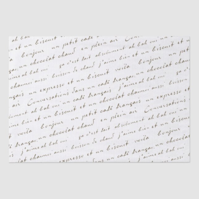 French Café Conversations Sepia Words and Phrases  Tissue Paper (Front)
