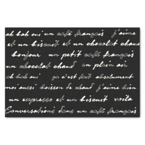 French Caf Conversations White Words and Phrases Tissue Paper