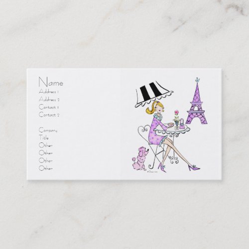 French Cafe Girl Business Cards