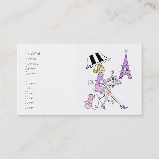 Customizable French Cafe Girl Business Cards
