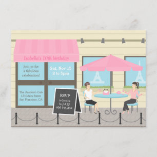 French Cafe Paris Birthday Party Invitations