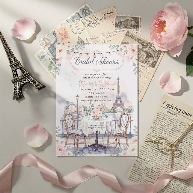 French Cafe Paris Theme Eiffel Tower Bridal Shower Invitation (French Cafe Paris Theme Eiffel Tower Bridal Shower Invitation)