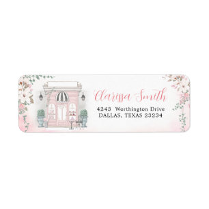 French Cafe Patisserie Girl Pink Birthday Address Label