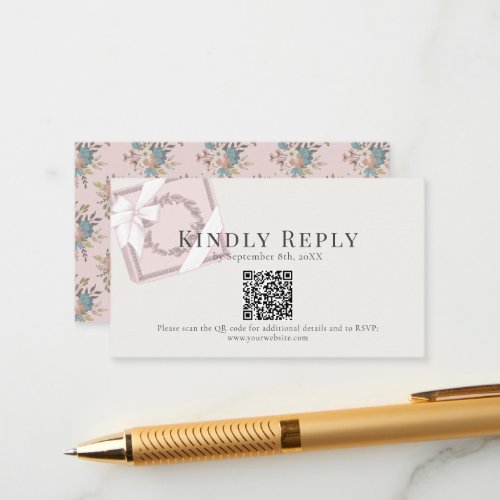 French Cafe Pink Gift Box QR code RSVP
