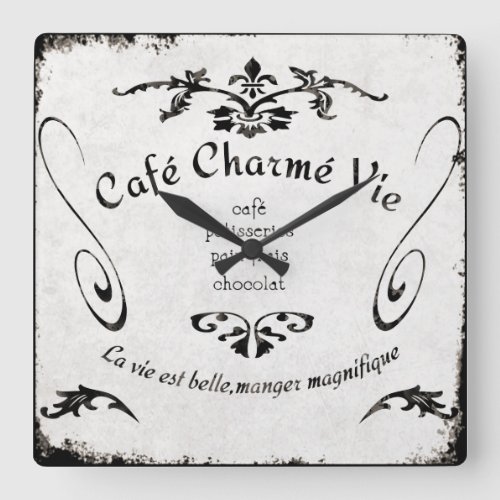 French Cafe Sign Clock