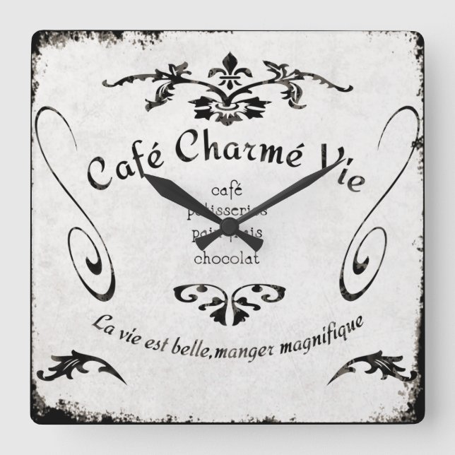 French Cafe Sign Clock (Front)