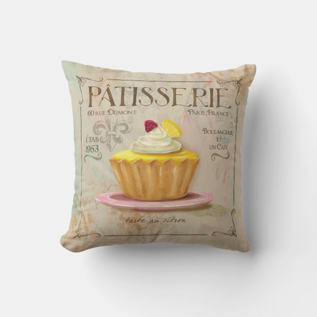 French Cafe Style Patisserie Pillow,Lemon Tart Throw Pillow (Front)