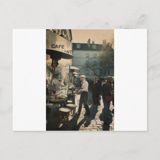 french cafe waiter postcard