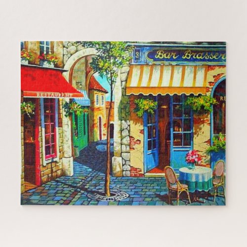 French Caf Water Color Scene Jigsaw Puzzle