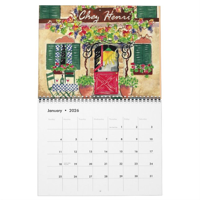 French Cafes, Calendar  (Jan 2026)