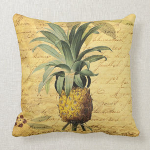 French Calligraphy Pineapple Rustic Elegant Throw Pillow