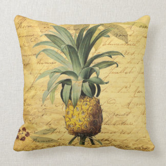 French Calligraphy Pineapple Rustic Elegant Throw Pillow