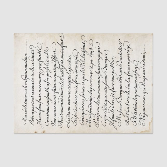 French Calligraphy Vintage Script Parchment Tissue Paper (Front)