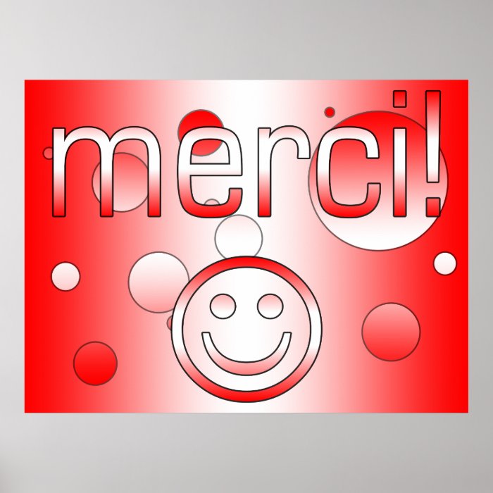 French Canadian Gifts Thank You Merci Smiley Face Print