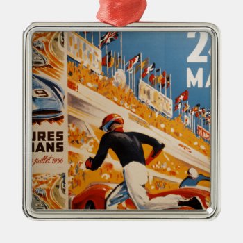 French Car Race Vintage - 24h Du Mans Metal Ornament by 13FrenchStreet at Zazzle