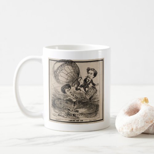 French Caricature Of Balloonist In Hot Air Balloon Coffee Mug