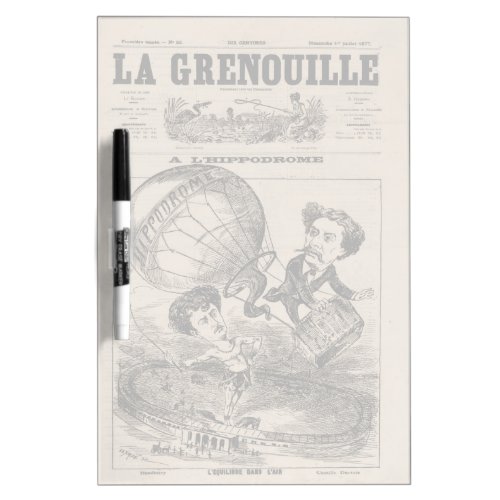 French Caricature Of Balloonist In Hot Air Balloon Dry Erase Board