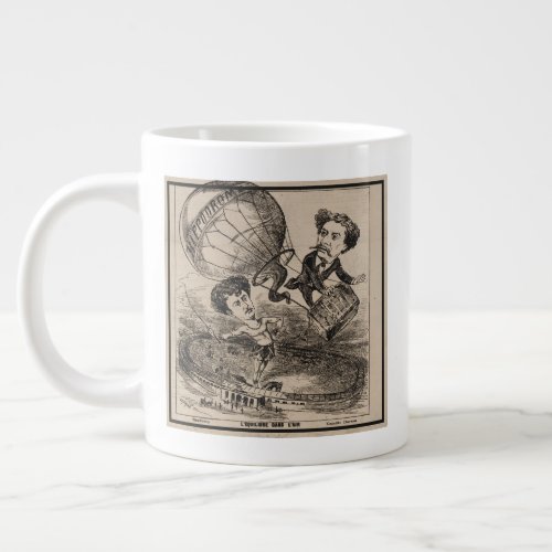 French Caricature Of Balloonist In Hot Air Balloon Giant Coffee Mug