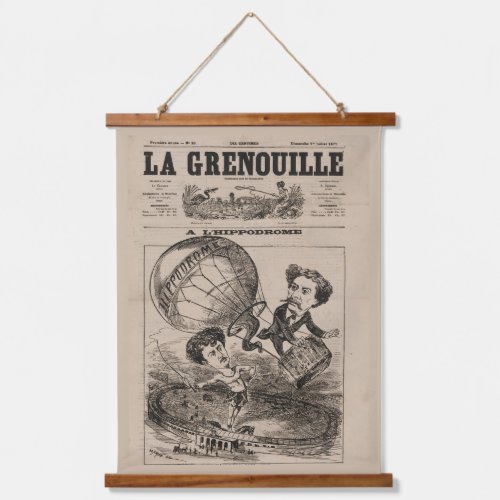 French Caricature Of Balloonist In Hot Air Balloon Hanging Tapestry