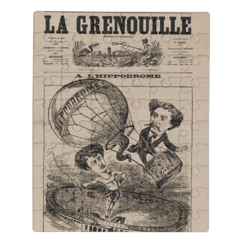 French Caricature Of Balloonist In Hot Air Balloon Jigsaw Puzzle